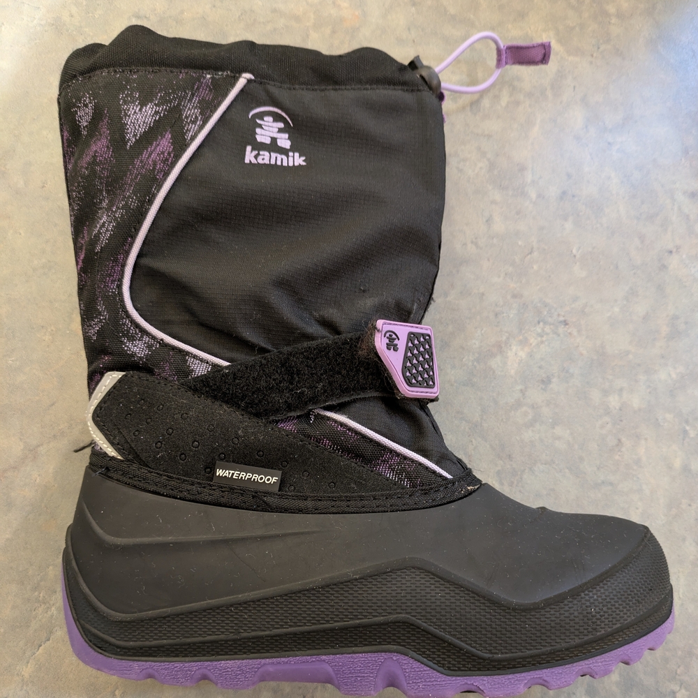 Kamik Kids Waterproof Black and Purple Boots